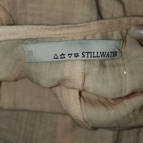 STILLWATER Some Beachy Shorteral Slubbed Cotton Peach Short Overalls NWT XS - Picture 8 of 12